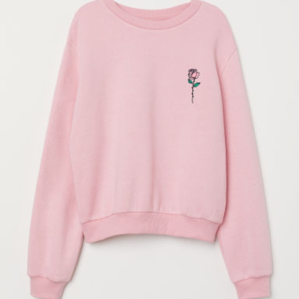 H&M Divided Pink Rose Short Sweatshirt